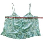 Abound  Women's Aqua Blue Floral Print Boho Ruched Crop Tank Top Large Photo 1
