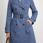 Esprit  Blue Trench Coat Womens US 10 Belted Double Breasted Cotton Photo 0