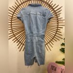Good American  Denim Short Sleeve Jumpsuit Shorts Romper Utility Stretchy Minimal Photo 7