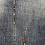 EXPRESS Y2K Low Rise Jean Skirt Size 5/6 Faded Denim Knee Length Bareback USA Photo 7