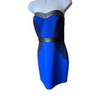 Guess  Dress Woman's Size 8 Stretch Cobalt Blue Black Lace & Pleather Michele Photo 1