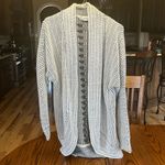 Pink Rose Soft Comfy Crochet Cardigan Sweater Long Gray White Blend Photo 1