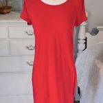 Faded Glory Red Cotton Knit Midi Knee Length Dress Photo 1