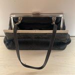 EXPRESS Vintage  Genuine Leather Purse Cutout Floral Detail‎ Thin Strap Black Photo 4