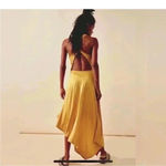 Free People NEW  Beach Bethany Midi Dress Cut-Out Asymmetrical Skirt Mustard Sz L Photo 2