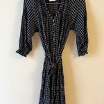 Anthropologie Maeve Sara Smocked Belted Tie-Waist Navy Plaid Shirt Dress XS Photo 1
