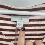 J. Jill Brown and White Boxy striped linen blend cap Sleeve Tee v Photo 2