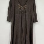 Eileen Fisher brown pullover sequin beaded stretchy jersey knit dress size XL Photo 4