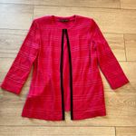 Ming Wang  Hot Pink Black Textured Striped Acrylic Cardigan Sweater Size PXS Photo 0