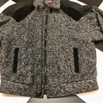 New York Girl Vintage 80s  Boucle Bomber Jacket Black Speckled Coat Shoulderpads Photo 2