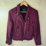 Club Monaco  Kapri Moto Burgundy Jacket‎ Womens Size Medium Grunge Streetwear Photo 1