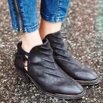 Free People  Southern Cross Black Leather Cutout Booties size 40 US 9-9.5 Photo 0