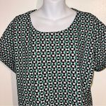 MELLODAY Black, White & Green Geometric Women’s Casual Top Medium Photo 11