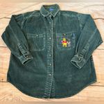 Disney Vintage 90's winnie the pooh piglet corduroy button shirt medium Green Photo 0