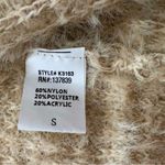 Debut Cardigan Sweater Taupe Cream Stripe Open Front Eyelash Soft Sweater Small Photo 9