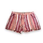 Old Navy Womens Shorts Sz 18 Red Peach White Striped Linen Blend Drawstring Photo 1