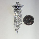 Sparkling Silver Tone Dangling Star Brooch with Rhinestones Photo 3
