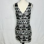 One Clothing One Love Clothing Sequin V-Neck Minidress Aztec Silver Black Gold Women's Sz M Photo 7