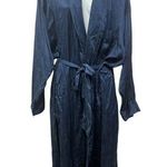 INTIMO X Saks Fifth Avenue Silk Robe Navy Blue Size Large Photo 0