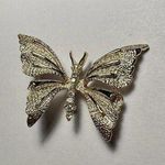 Vintage Rhinestone Butterfly Insect Signed Gerry’s Gold Tone Brooch Pin Photo 0