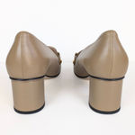 Gucci  Sylvie Loafer Pumps Tan Leather Mid-Heel Chain Web Stripe Women's EU 40 Photo 4