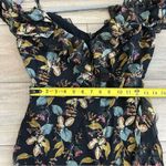 NICOLAS Black Floral V Neck Spaghetti Strap Ruffle Silk Cotton Mini Dress 4 Photo 12