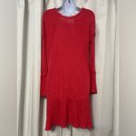 Free People  Thermal Waffle Knit Boho Shirt Long Sleeves Stretchy Salmon Pink Sm Photo 2