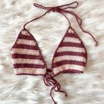 Princess Polly Somedays Lovin Red Pink Striped Crochet Bikini Top Photo 9