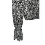 ZARA  Women's Long Bell Sleeve Blouse Ruffle Neck Size Small Spotted White Black Photo 6