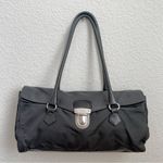 Prada Vintage Tessuto Black Nylon & Leather Push Lock Closure Shoulder Bag Photo 6