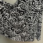 Maggy London Maggie London Dress Ruched Waist Size Large Black White Spiral Print Circular Photo 11