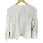 Cupcakes and Cashmere  Ivory Striped Linen Blazer Sz L Bell Sleeve Open Front Photo 5