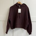 Everlane Cropped Luxe Fleece Hoodie in Dark Chocolate, Size Medium Photo 5