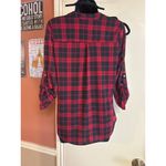 Always Indigo S Buffalo Plaid Half Zip Pull On Blouse Red Photo 3