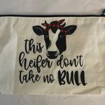 None Cosmetic Bag with Cow Print and Quote NWOT Photo 1