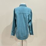 Three Rivers North Woods Trees and Bear Appliqué Teal Denim Shirt Size Small Blue Photo 5