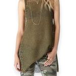 Elizabeth and James | S | Olive Cord Pointelle Knit High Slit Long Sweater Tank Photo 0