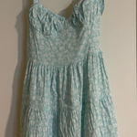 Light Blue Floral Dress with Tie Straps Size L Photo 0