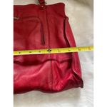 Large Red Leather Tote Bag With Double Handles Front Zipper Pocket Photo 12