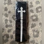 ⭐️Black & White Cross Knee High Panty Hose Gothic OSFA NWT Black Photo 1