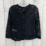 Banana Republic  XS Petite NWT Black Scallop Lace Long Sleeve Sweats Blouse Top Photo 1