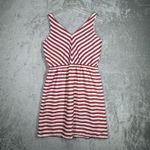Loft  Dress Womens 6 Dark Pink White Striped Fit &‎ Flare Casual Office Preppy Photo 2