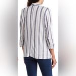Laundry by Shelli Segal Stripe Scrunched Sleeve Linen Blend Blazer - Size M - Photo 5
