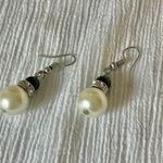 Black & Pearl Dangle Earring Vintage “Rae” Classic Dark Femme Simple Elegant Jewelry Photo 5