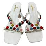 Lulus Mahly White Multi Pom poms High Heel Sandals 7.5 Photo 3