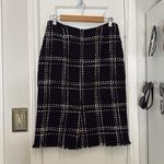 Harold’s Tweed plaid wool blend fringe hem pencil skirt Black Size 6 Photo 4