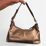 Y2K Brown Gold Metallic Leather Cargo Buckles Shoulder Hobo Hand Bag Purse Satchel Top Handle O Photo 3