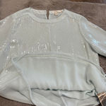 Ted Baker Sequin Top Women's Size 2 Light Blue Party Classy Minimalist Wedding Photo 6