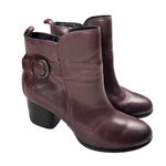 Born Gillian Moto Leather Ankle Boots Block Heel Zip Burgundy Aubergine Size 7M Red Photo 2