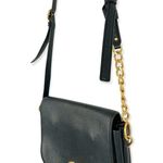 Tory Burch | One Size | Everly Black Pebbled Leather Flap Saddle Bag Photo 4
